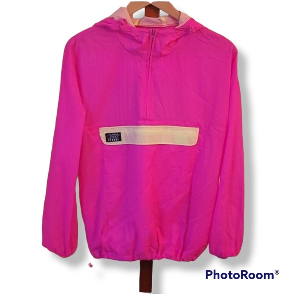 Stussy Aydin Neon Pink Nylon Crinkle Anorak Pullover Jacket